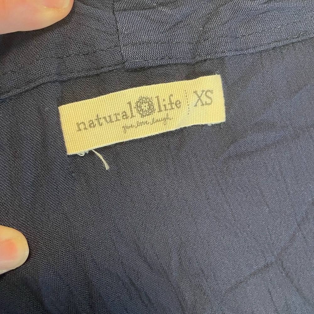NATURAL LIFE Navy Maxi Dress, Duster, Embroidery, crunchy, - Picture 7 of 9
